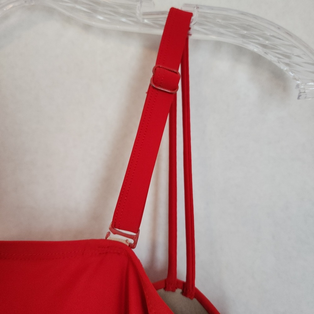 Cacique Bandeau Tankini Womens Size 40F Red Padded Swimwear Underwire Plus *Flaw - Picture 9 of 13